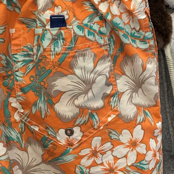 Lands' End Swim Trunks Men Large 36 38 Floral Hawaiian Tropical Bamboo Palm Leaf - Picture 6 of 12